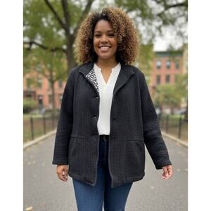 Coldwater Creek Black Cotton Quilted Blazer Jacket 100% Cotton Women's size W18